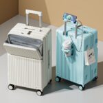 Trolley Luggage Front-Opening Carry-On Luggage with Silent Wheels
